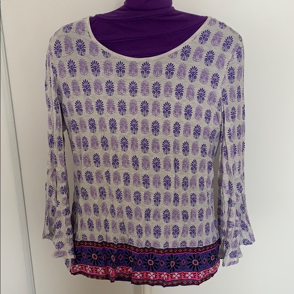 JUSTICE PATTERN FLARED LONG SLEEVE SHIRT - Picture 1 of 2